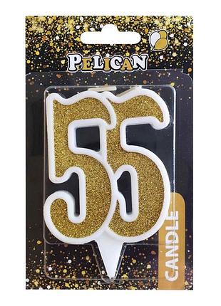 Свічка для торта цифра " " золото 7см, tm pelican