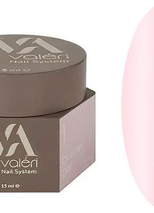 Гель для нарощування 01 builder gel valeri, 15 мл