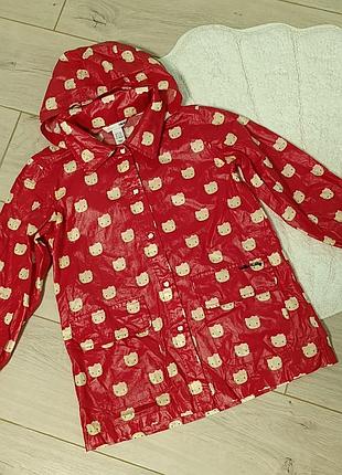 Дощовик для дівчинки h&m червоний з принтом hello kitty та капюшоном