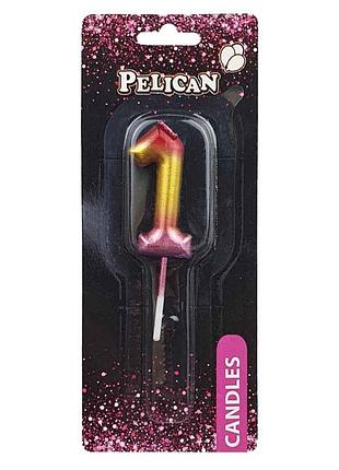 Свічка для торта pelican " " райдужна,5см