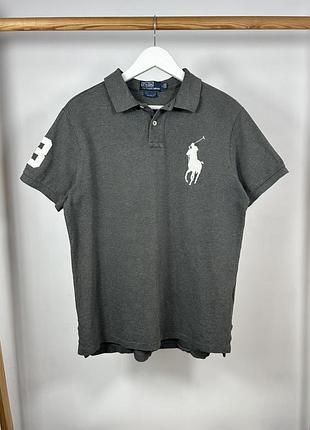 Polo ralph lauren big pony #3 красиве сіре поло розмір l