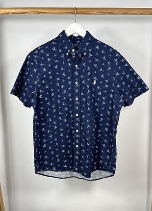 Polo ralph lauren sea ефектна сорочка з гарним незвичним дизайном на короткому рукаві розмір м