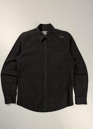 Чорна сорочка quiksilver mid fit бавовняна сорочка з довгим рукавом