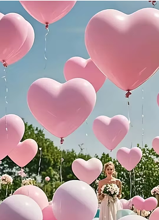 Рожеві латексні кульки у формі серця 30 шт