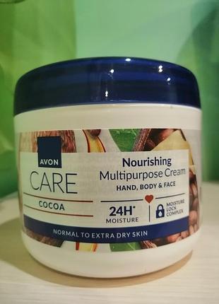 Крем для тіла avon care cocoa живильний багатоцільовий для рук, тіла та обличчя 400 мл