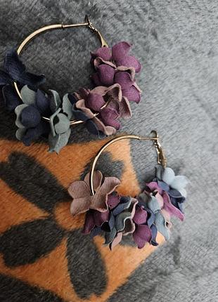 Серьги новые кожаные цветы 💐