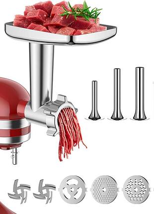Насадка-мясорубка для стационарного миксера kitchenaid комплект из 3 насадок для приготовления колбас