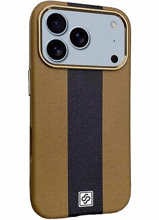 Кожаный чехол rally with magnetic fit для apple iphone 17 pro (6.3") brown / black