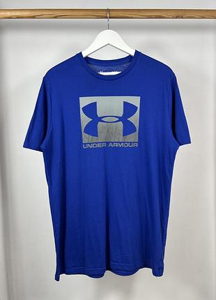 Ua under armour big box logo blue футболка з великим логотипом оригінал розмір l