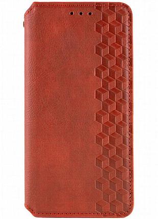 Кожаный чехол-книжка getman cubic (pu) для motorola moto g15 4g красный