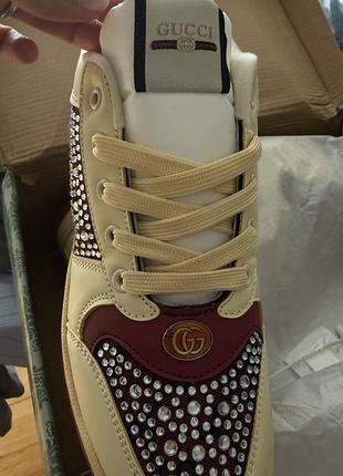 Кросівки жіночі gucci бордові 24.5 см