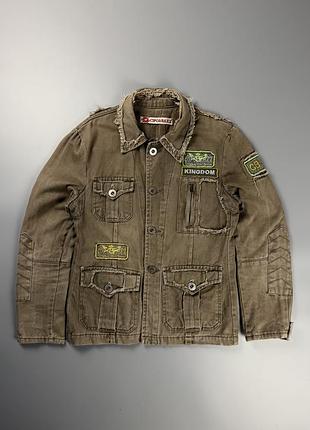 Куртка cipo & baxx kingdom distressed military denim jacket куртка хакі джинсовка y2k