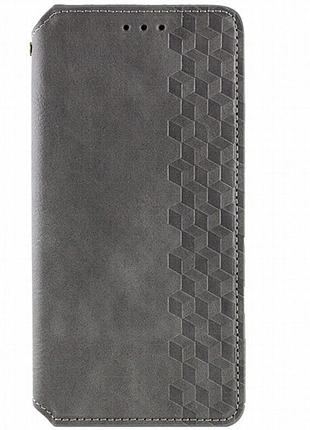 Кожаный чехол-книжка getman cubic (pu) для motorola edge 50 fusion серый