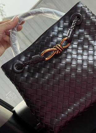 Сумка жіноча bottega veneta тоут з екошкіри, коричнева