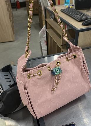 Сумка жіноча chanel рожева стьобана