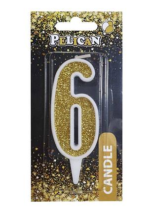 Свічка для торта цифра " " золото 7см, tm pelican