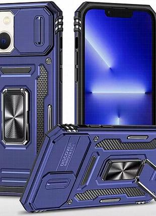 Ударопрочный чехол camshield army ring для apple iphone 13 / 14 (6.1") синий / navy