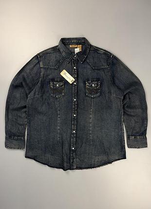 Джинсова сорочка wrangler western denim shirt джинсовка вестерн вранглер nwt