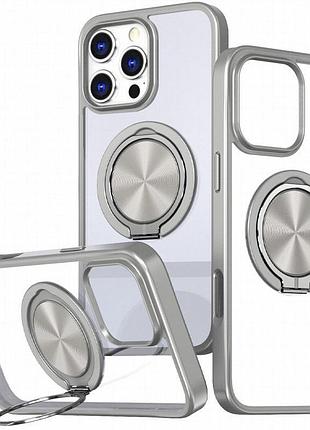 Tpu+pc чехол metal ring with magnetic fit для apple iphone 16 pro (6.3") серый