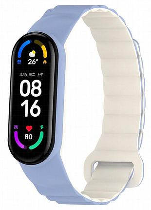 Ремешок dual-color magnetic для xiaomi mi band 7/6/5/4/3 lilac blue / white