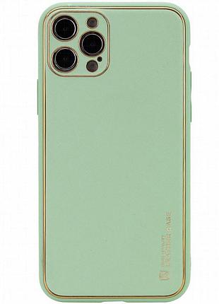 Кожаный чехол xshield для apple iphone 13 pro max (6.7") зеленый / pistachio