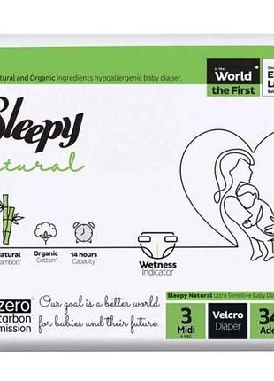 Підгузки р.3 34шт jumbo midi 4-9кг (білі) тм sleepy