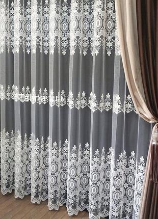 Готова біла тюль "кароліна" із фатину 400х270