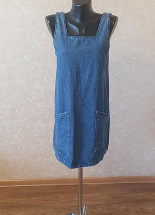 Джинсовый сарафан topshop moto, р. s / euro 36 (мини-платье с открытой спиной)