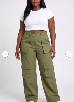 Брюки карго демиwomen plus size high waist cargo pants, olive р.18 состояние новых