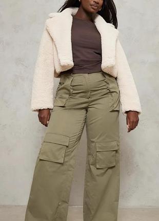 Брюки карго деміwomen plus size high waist cargo pants, olive р.18 стан нових