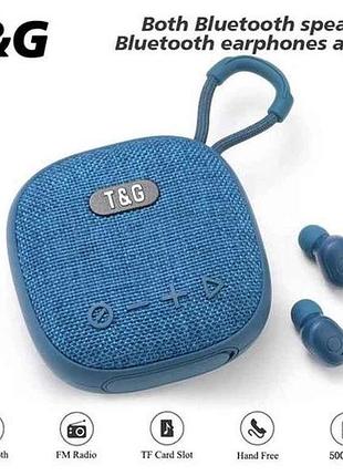 Портативная колонка bluetooth с наушниками tg813, с функцией speakerphone, радио, blue тм tg