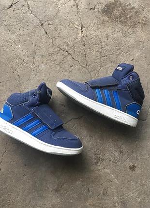 Кросівки для хлопчиків adidas hoops mid 2.0 i ee6714 сині 26,5 розмір ботинки
