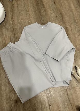 Повсякденний костюм zara, сіро-блакитний