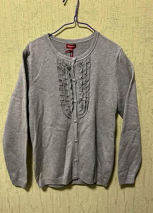 Новий сірий кардиган / кофта chessford з рюшами (розмір 164 / xs-s)