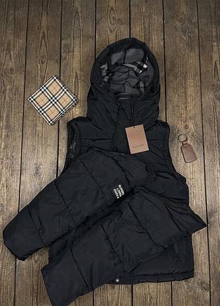 Зимовий пуховик burberry 2в1 жилетка безрукавка