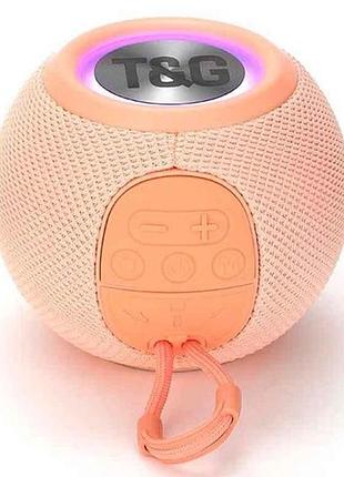 Портативная колонка bluetooth tg337 с rgb подсветкой, speakerphone, радио, pink тм tg