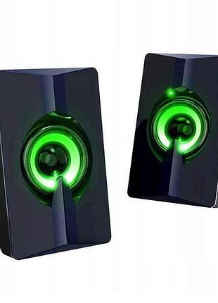 Колонка компютерна 2.0 s5 rgb usb 3.5 чорні 6w тм t-wolf