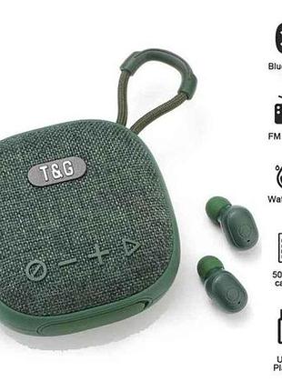Портативная колонка bluetooth с наушниками tg813, с функцией speakerphone, радио, green тм tg