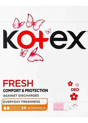 Прокладки щоденні normal plus fresh/deo 56шт тм kotex