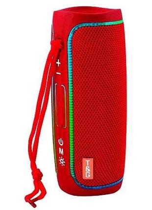 Портативная колонка bluetooth tg288 с rgb подсветкой, speakerphone, радио, red тм tg