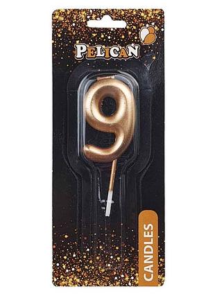 Свічка для торта pelican " " золото,5см