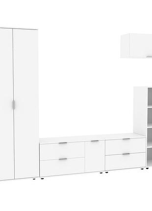 Стенка в гостиную ketrin-3 антрацит 2820х425х2100 дсп комплект со шкафом и пеналом белый