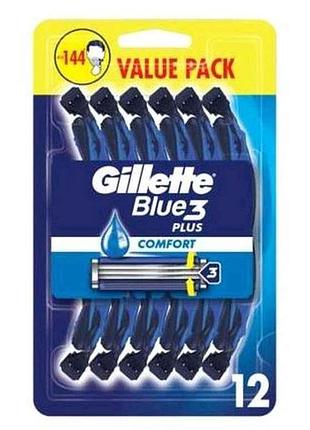 Бритвы одноразовые 12шт для бритья чел blue 3 plus comfort тм gillette