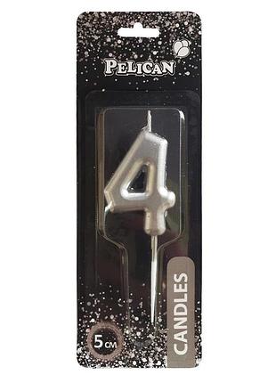 Свічка для торта pelican " " срібло 5см