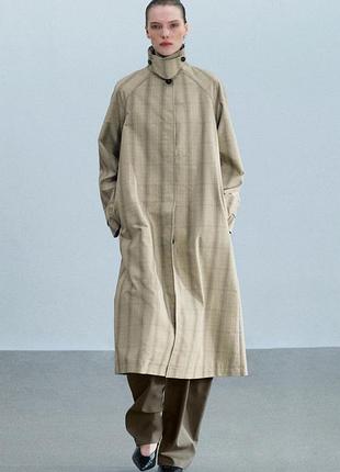 Длинный тренч в клетку zw collection