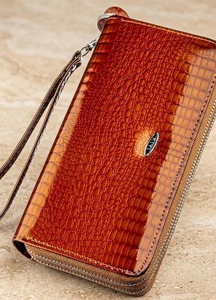 Кошелек женский из экокожи на две молнии kivi хамелеон 19020 коричневый