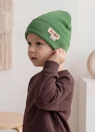 Шапка для хлопчика, зелена, осінь-весна
