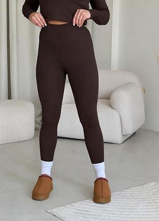 Теплые лосины в рубчик на флисе шоколадные merlini труа 60000205 2xl/3xl