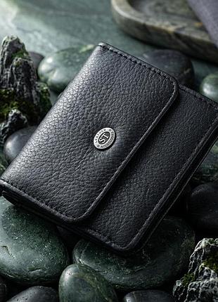 Женский кожаный кошелек для карт купюр и монет st leather 22690 черный