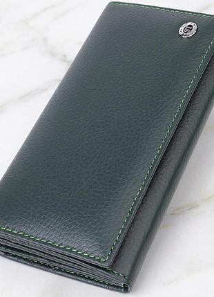 Зручний вертикальний гаманець із натуральної шкіри st leather 23086 зелений